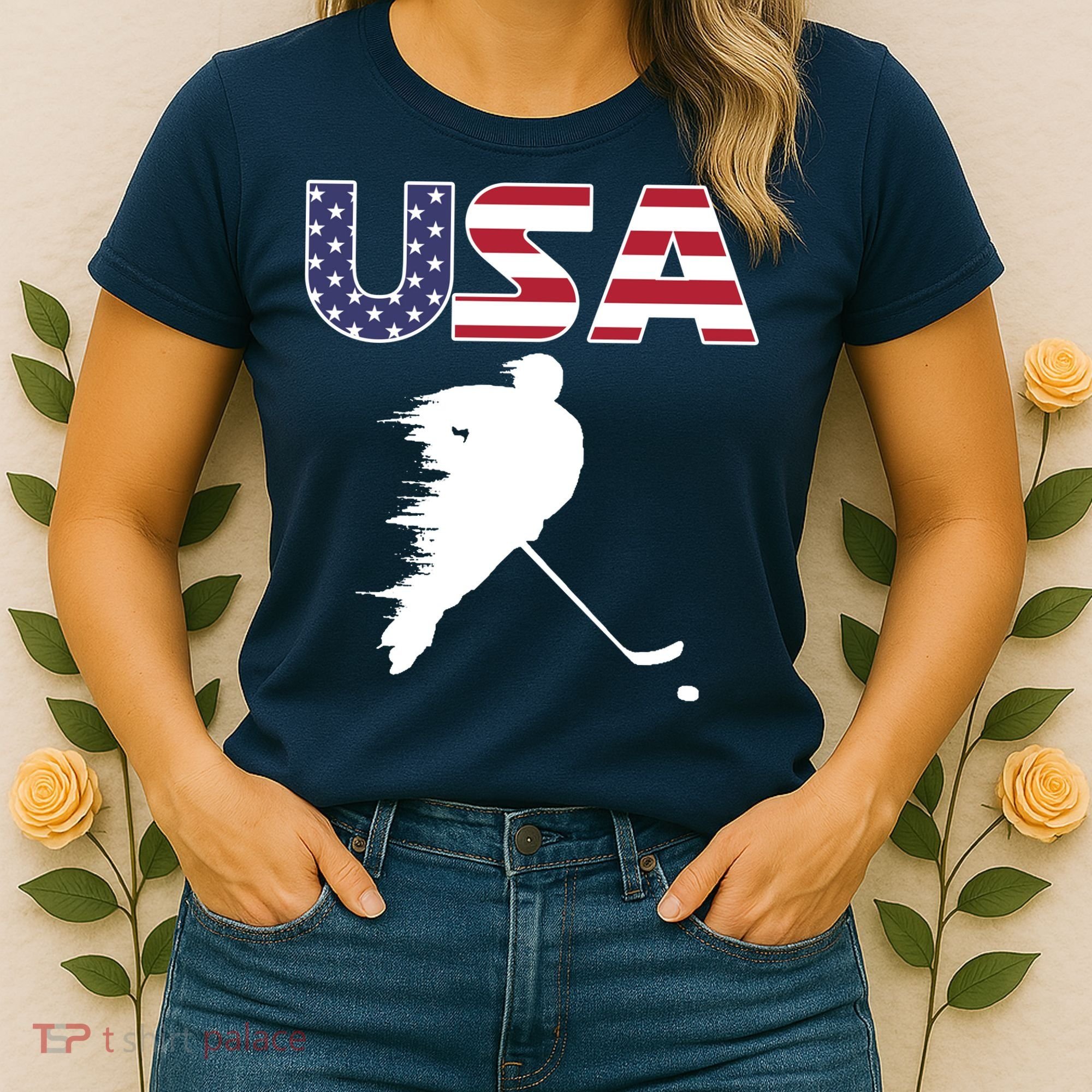 America Ice Hockey USA Flag Women's T-Shirt