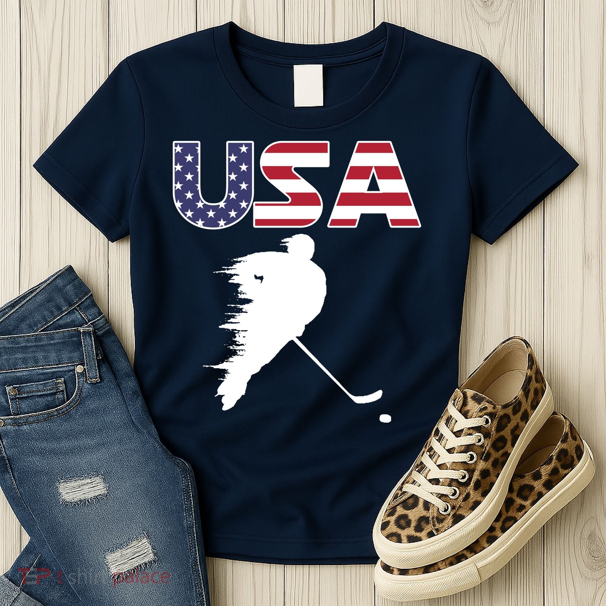 America Ice Hockey USA Flag Women's T-Shirt