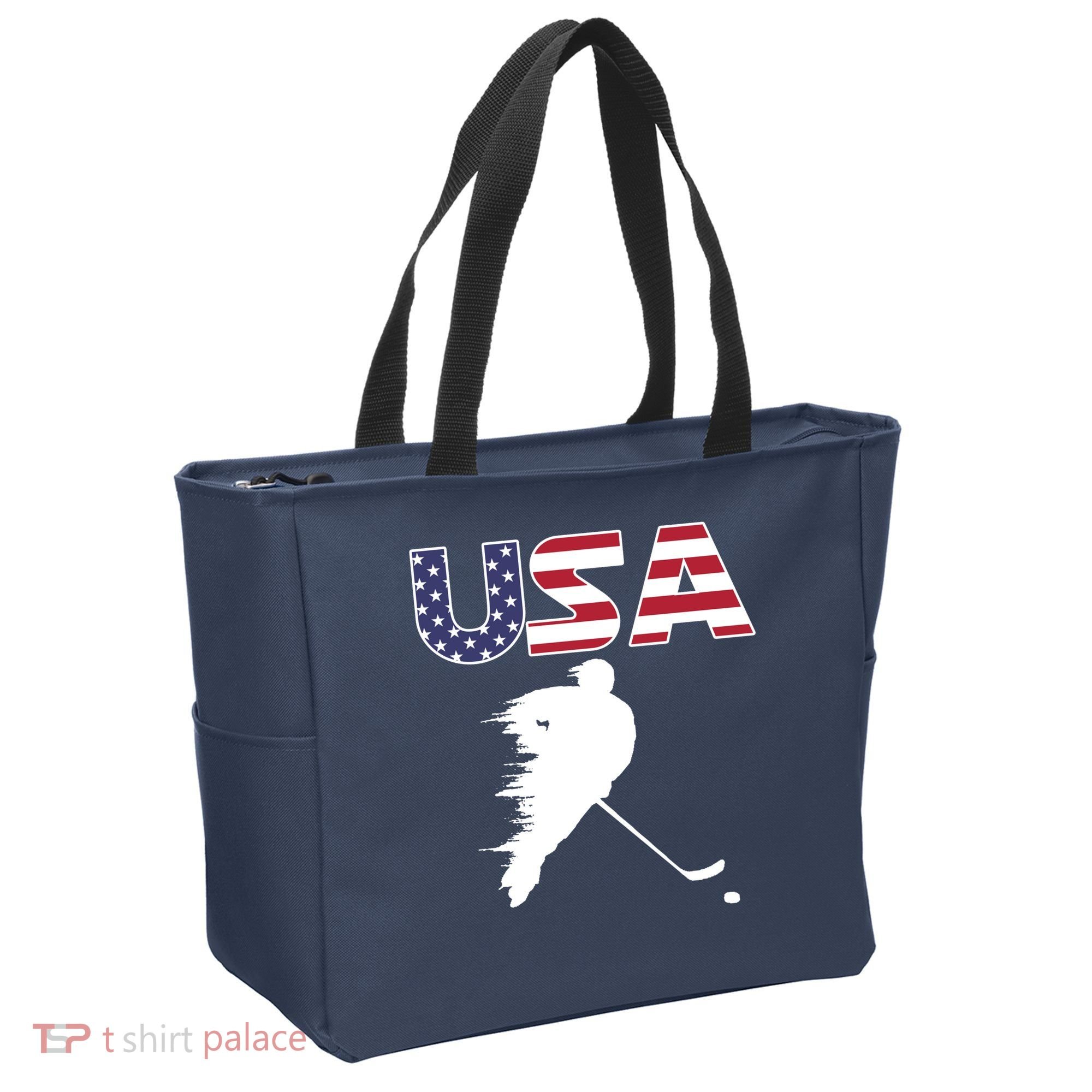 America Ice Hockey USA Flag Tote Bag