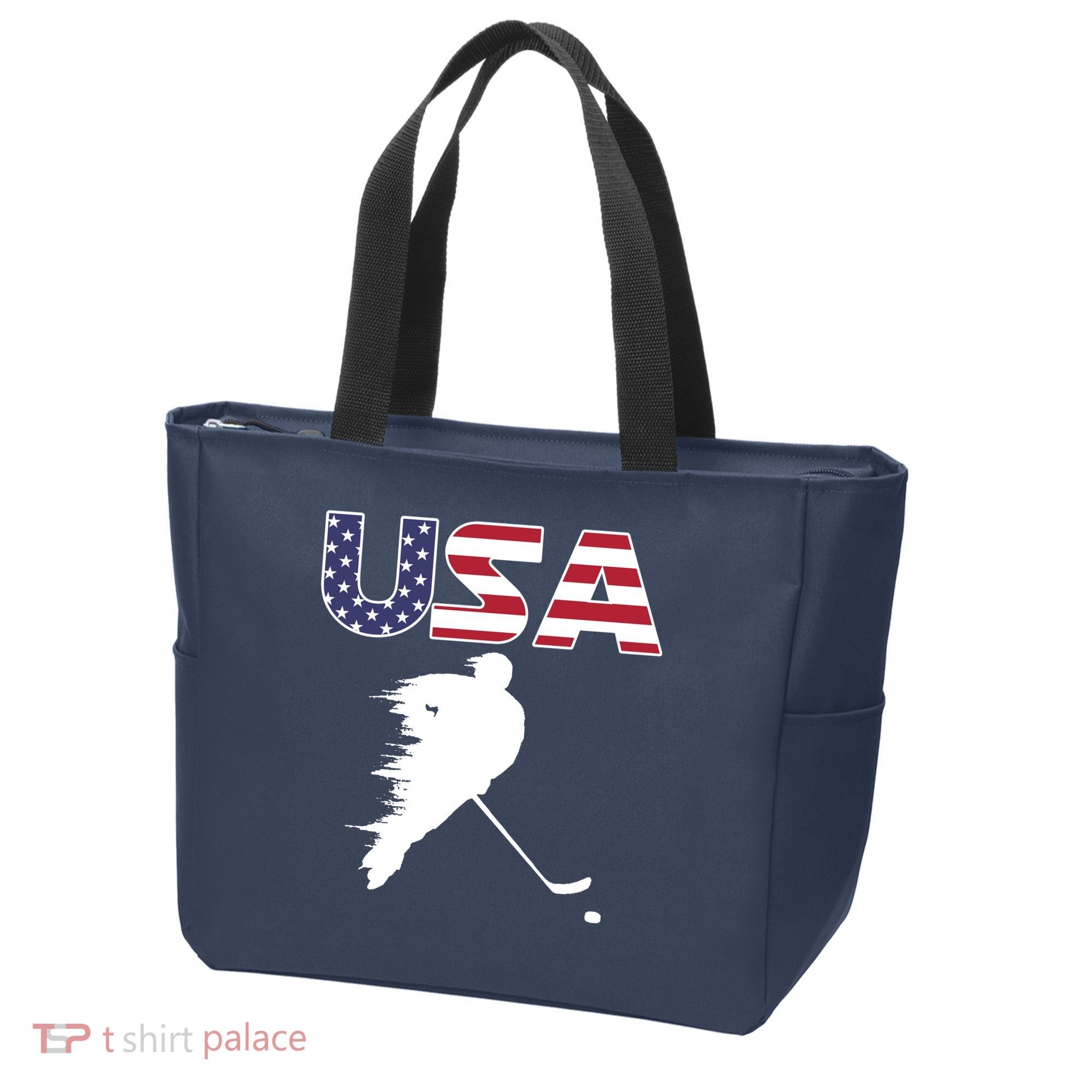 America Ice Hockey USA Flag Tote Bag