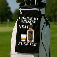 Anti ICE I Drink My Whiskey Neat Fuck ICE  Golf Towel thumb 2