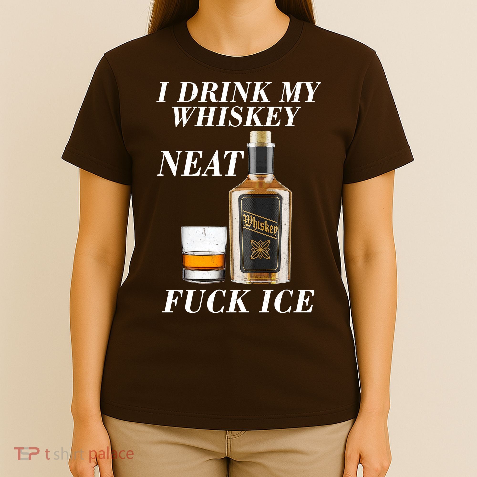 Anti ICE I Drink My Whiskey Neat Fuck ICE  T-Shirt