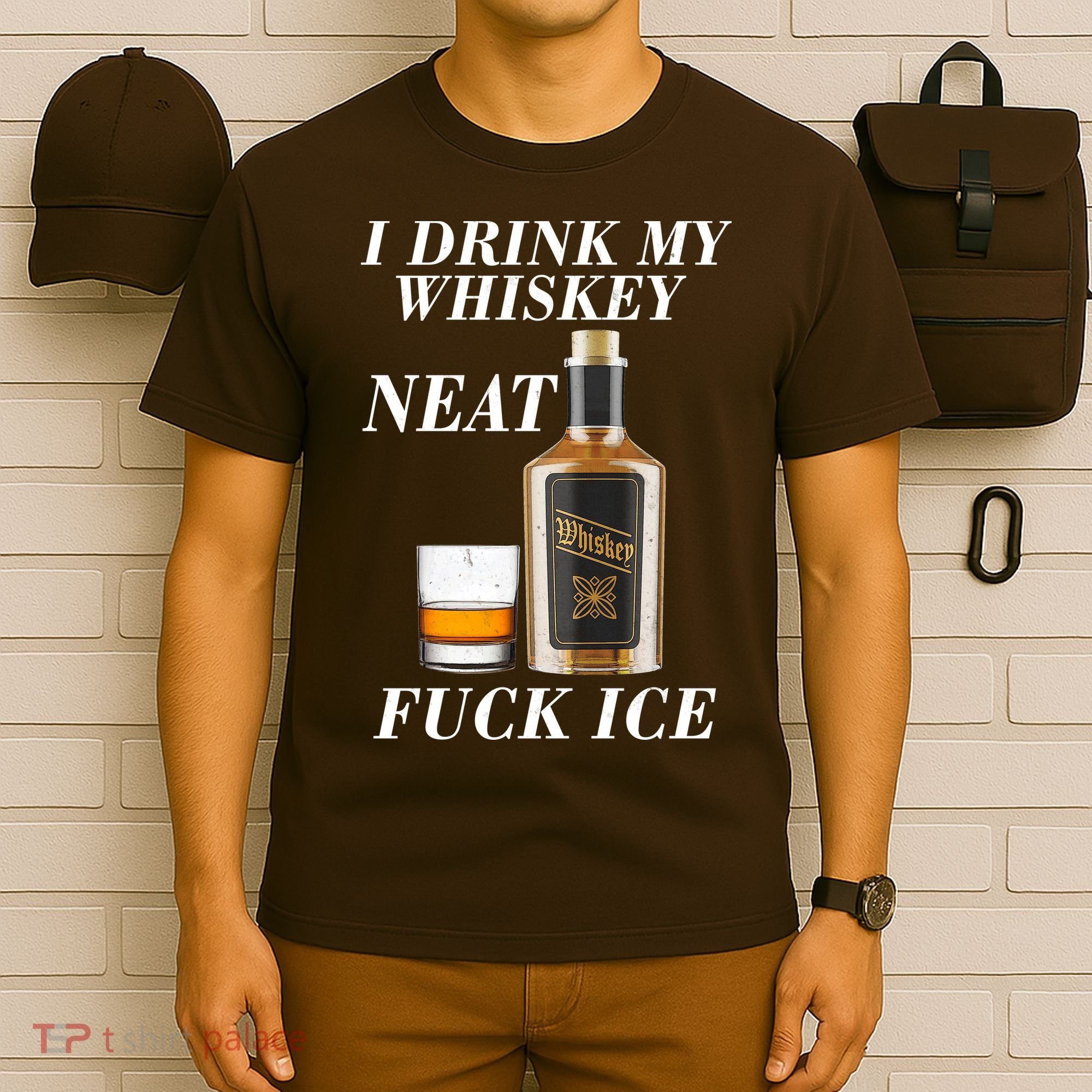 Anti ICE I Drink My Whiskey Neat Fuck ICE  T-Shirt