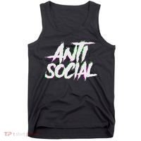Antisocial, Introvert, I Hate People, Antisocial Club, Edm Tank Top thumb 0