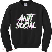 Antisocial, Introvert, I Hate People, Antisocial Club, Edm Kids Sweatshirt thumb 0