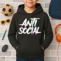 Antisocial, Introvert, I Hate People, Antisocial Club, Edm Kids Hoodie thumb 2