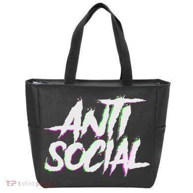 Antisocial, Introvert, I Hate People, Antisocial Club, Edm Tote Bag