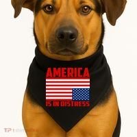 America Is In Distress Upside Down Flag USA-Made Doggie Bandana thumb 1