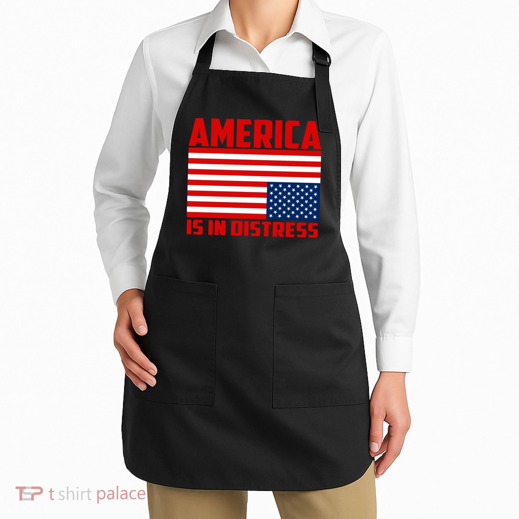 America Is In Distress Upside Down Flag Apron