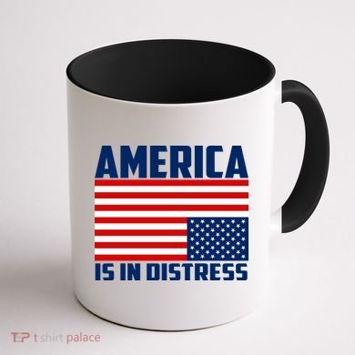 America Is In Distress Upside Down Flag Coffee Mug back
