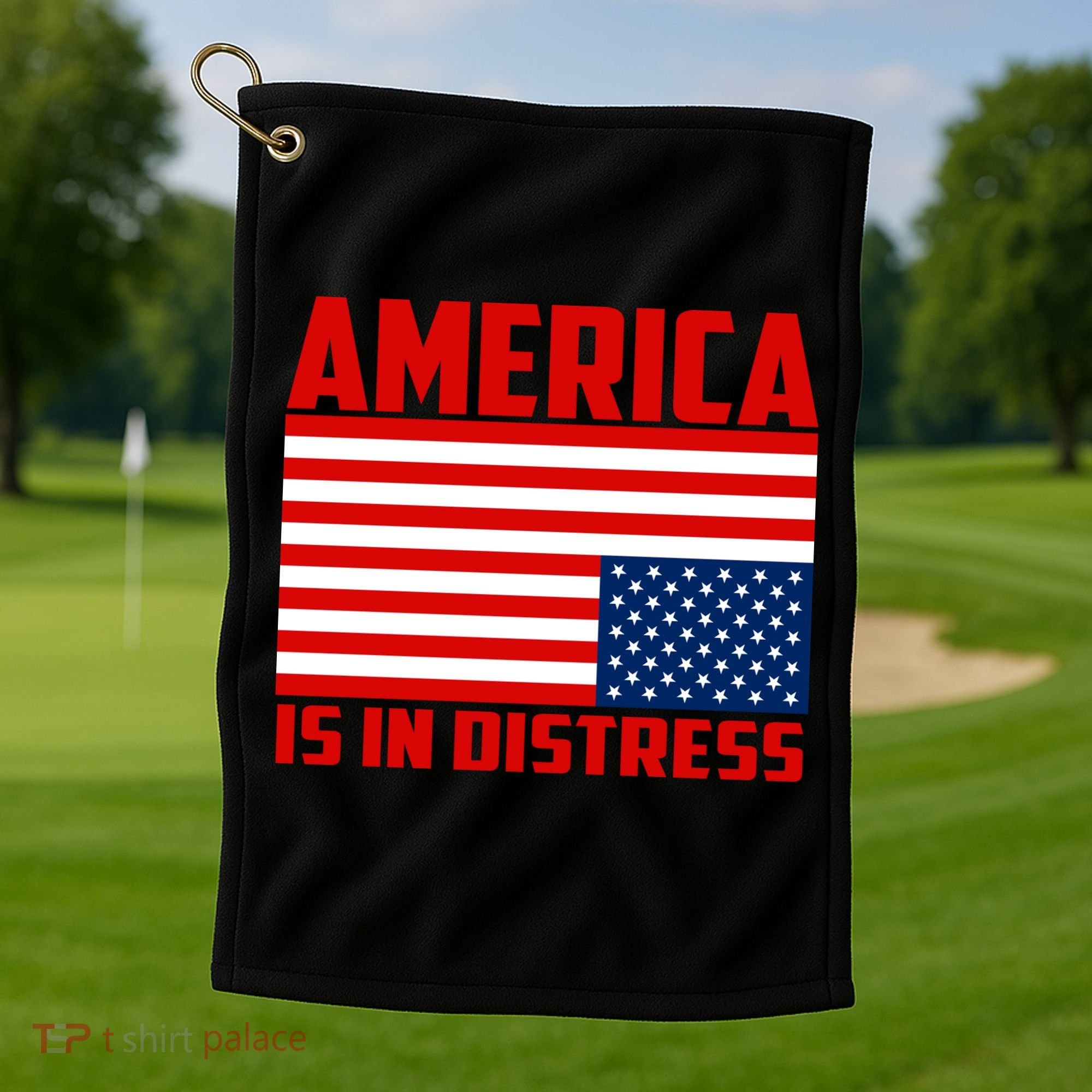 America Is In Distress Upside Down Flag Golf Towel