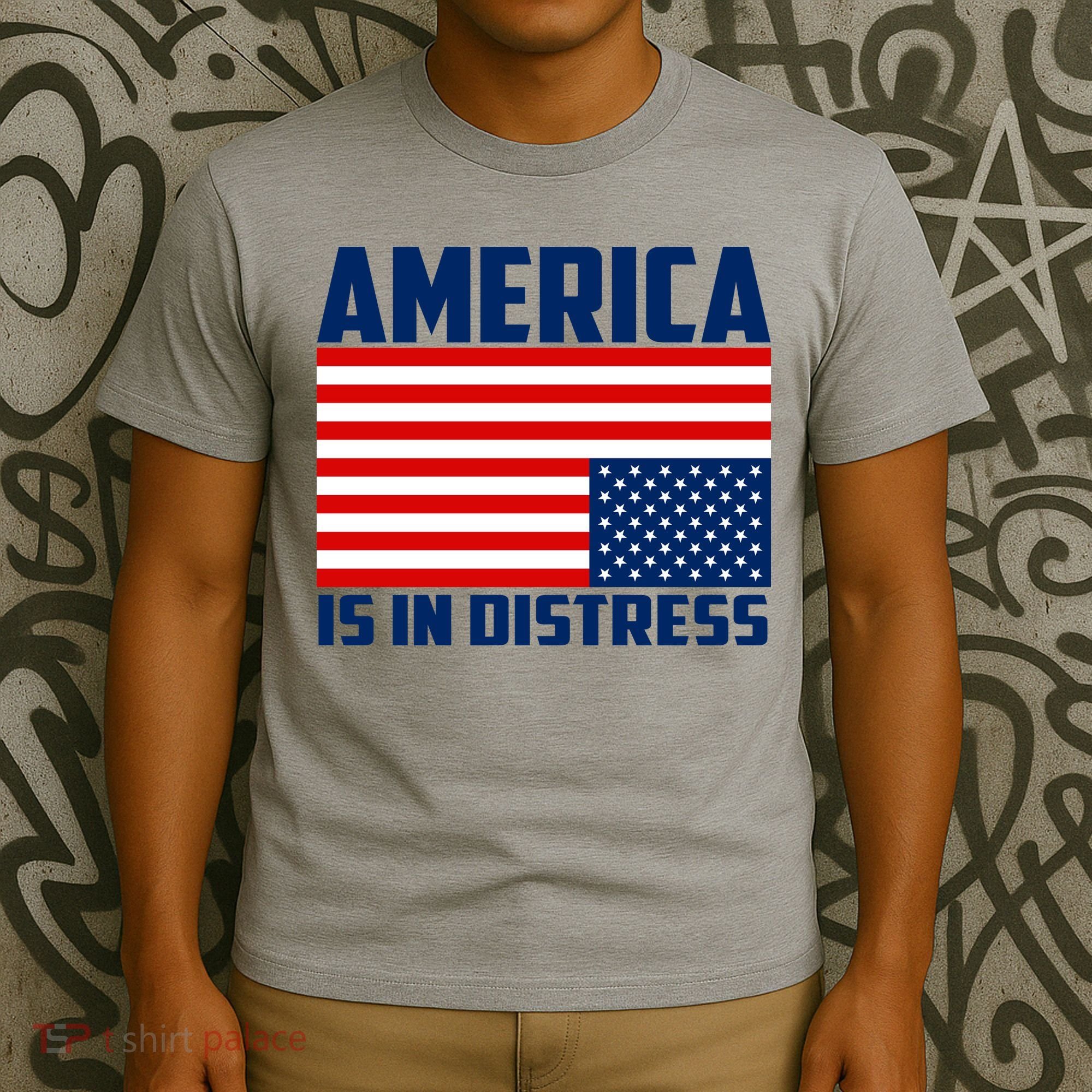 America Is In Distress Upside Down Flag T-Shirt