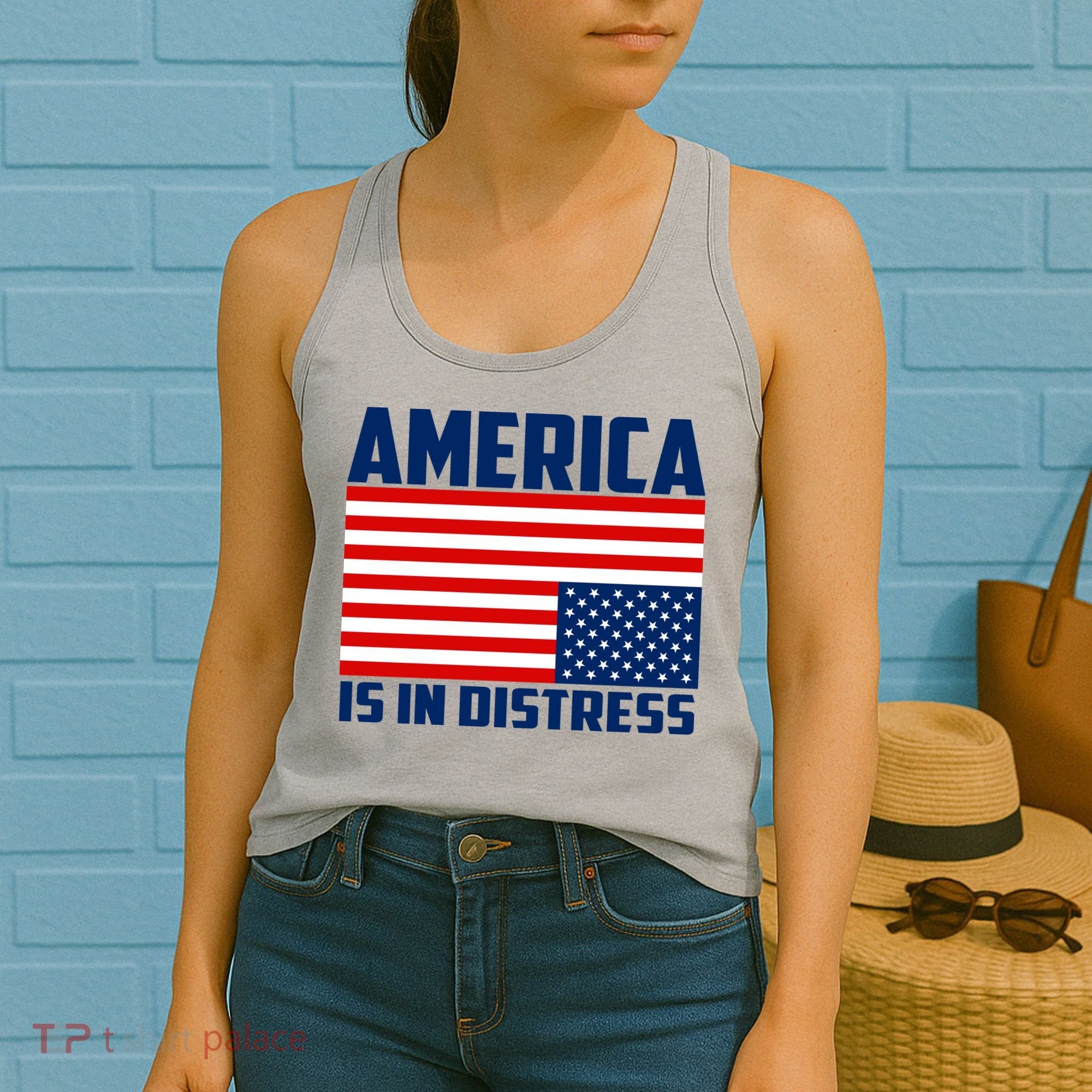 America Is In Distress Upside Down Flag Women's Tank Top