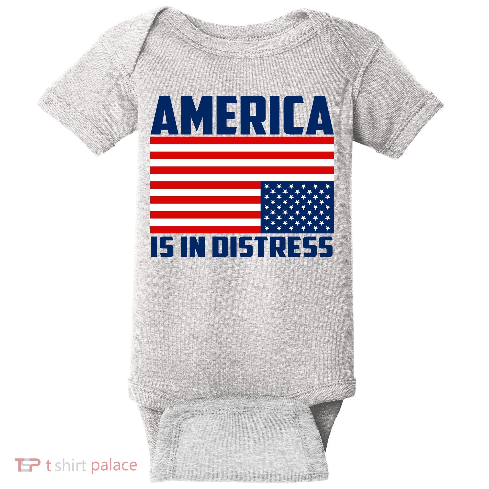 America Is In Distress Upside Down Flag Baby Bodysuit