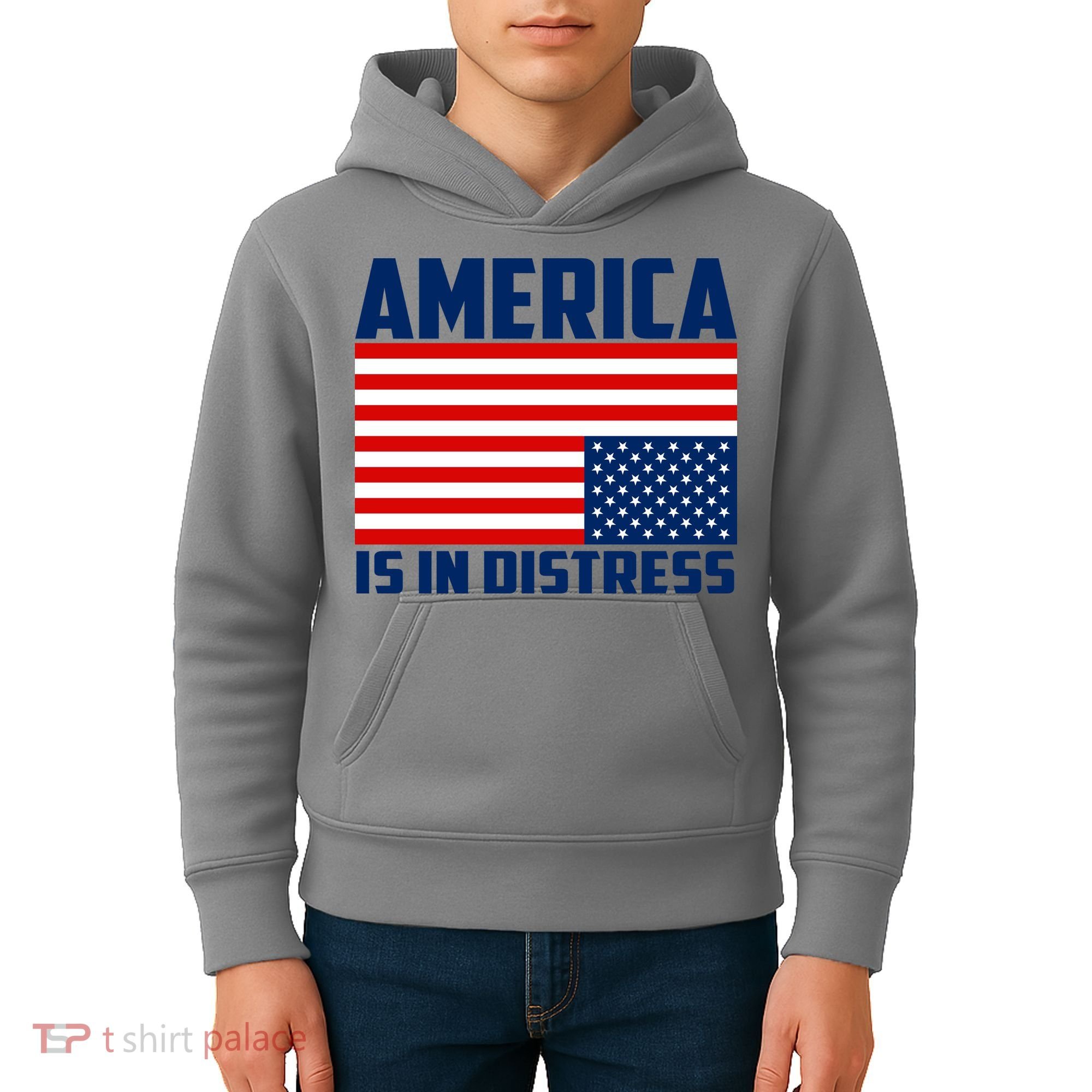 America Is In Distress Upside Down Flag Kids Hoodie