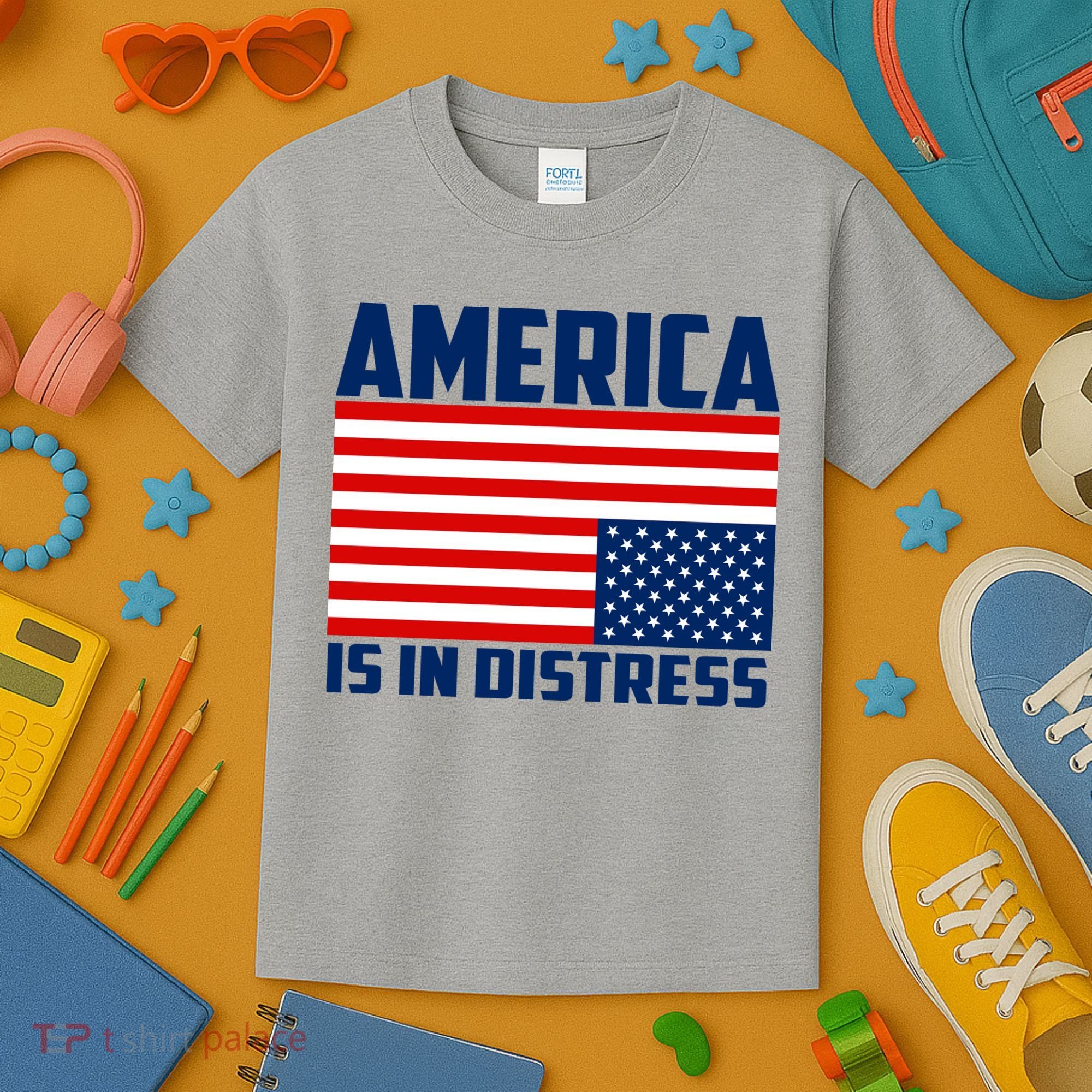 America Is In Distress Upside Down Flag Kids T-Shirt