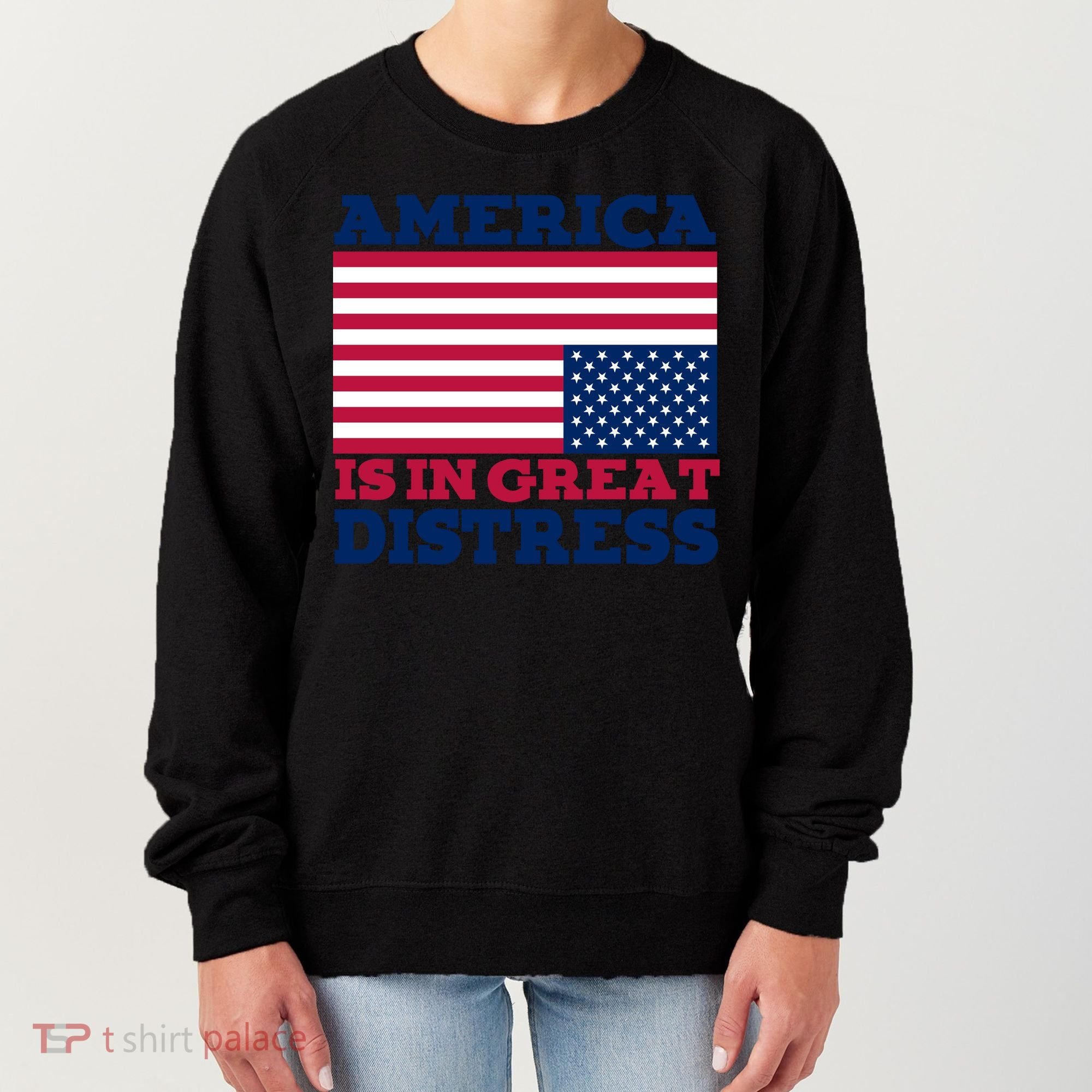 America Is In Great Distress Upside Down Flag Women's Sweatshirt