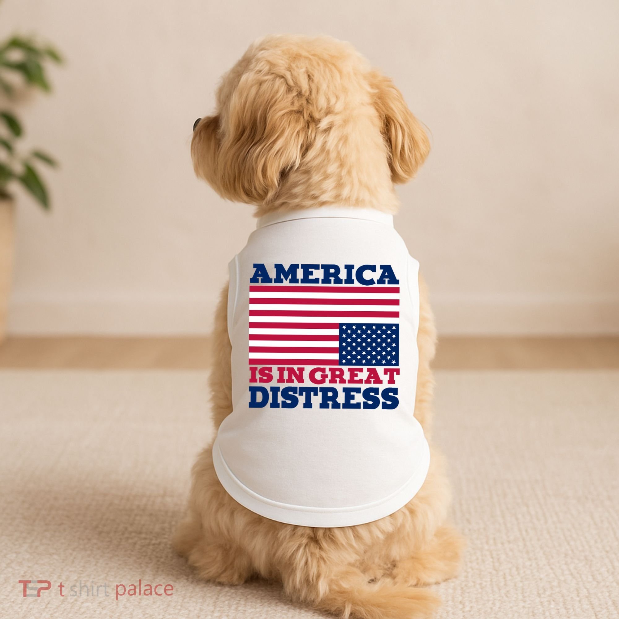 America Is In Great Distress Upside Down Flag Doggie Tank