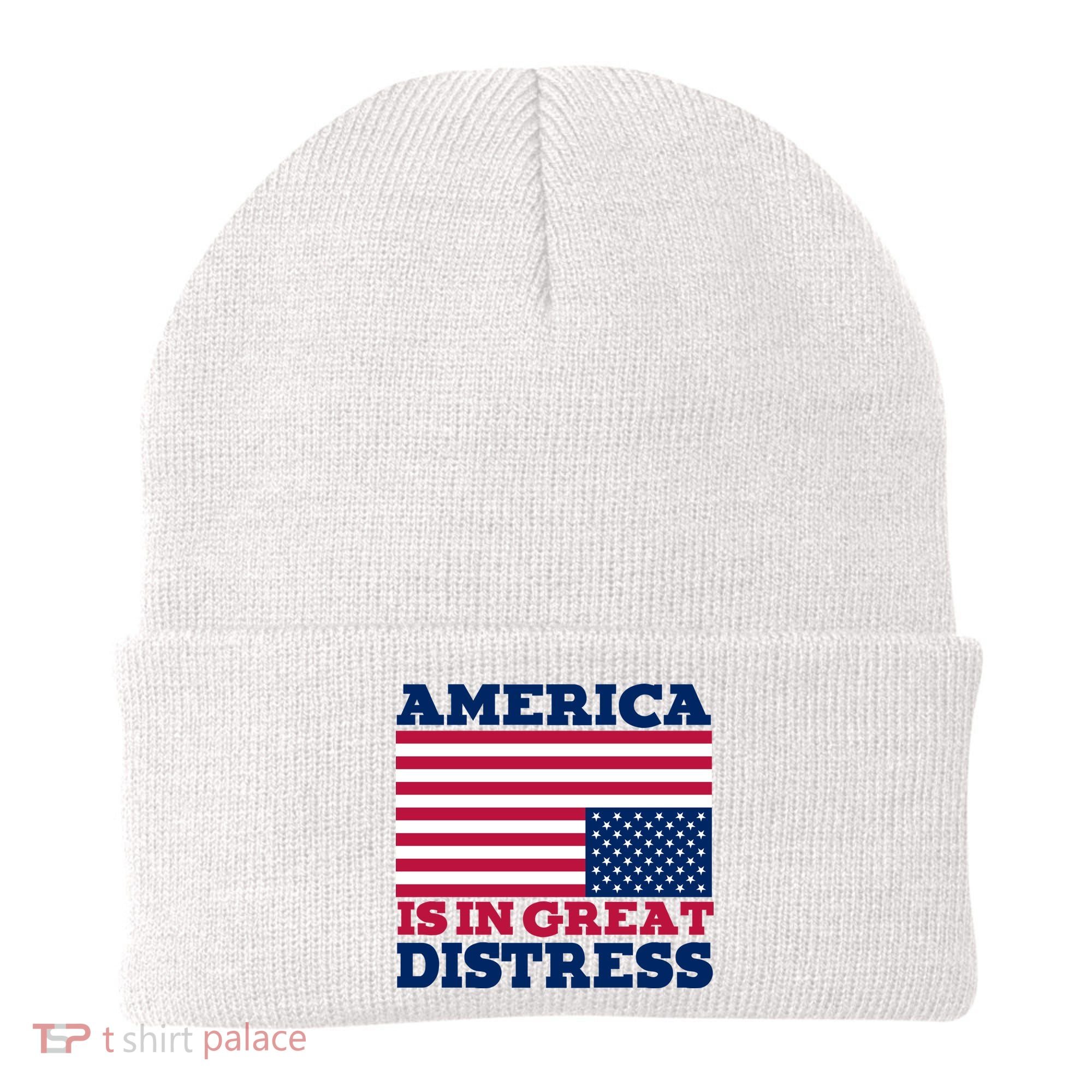 America Is In Great Distress Upside Down Flag Beanie