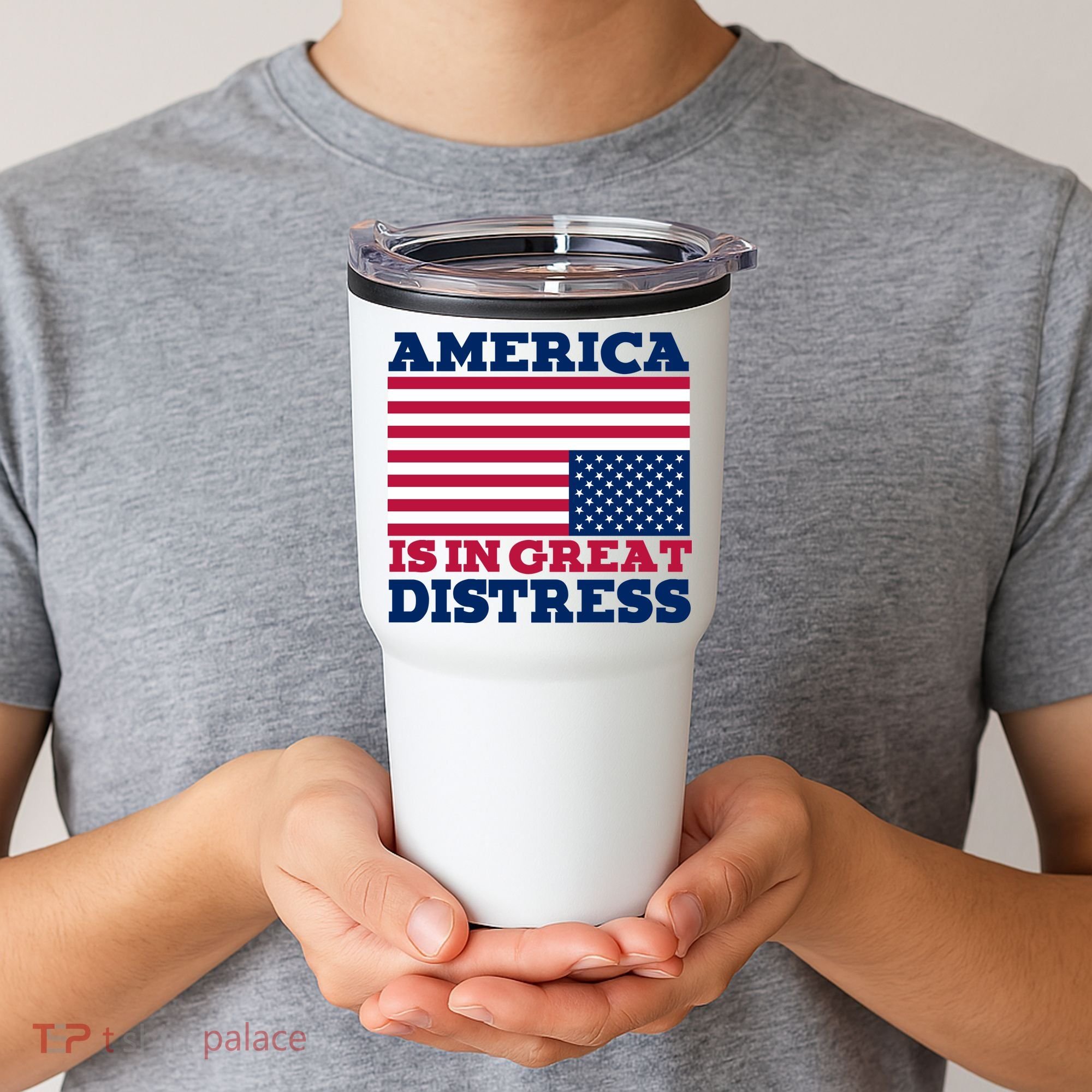 America Is In Great Distress Upside Down Flag Tumbler