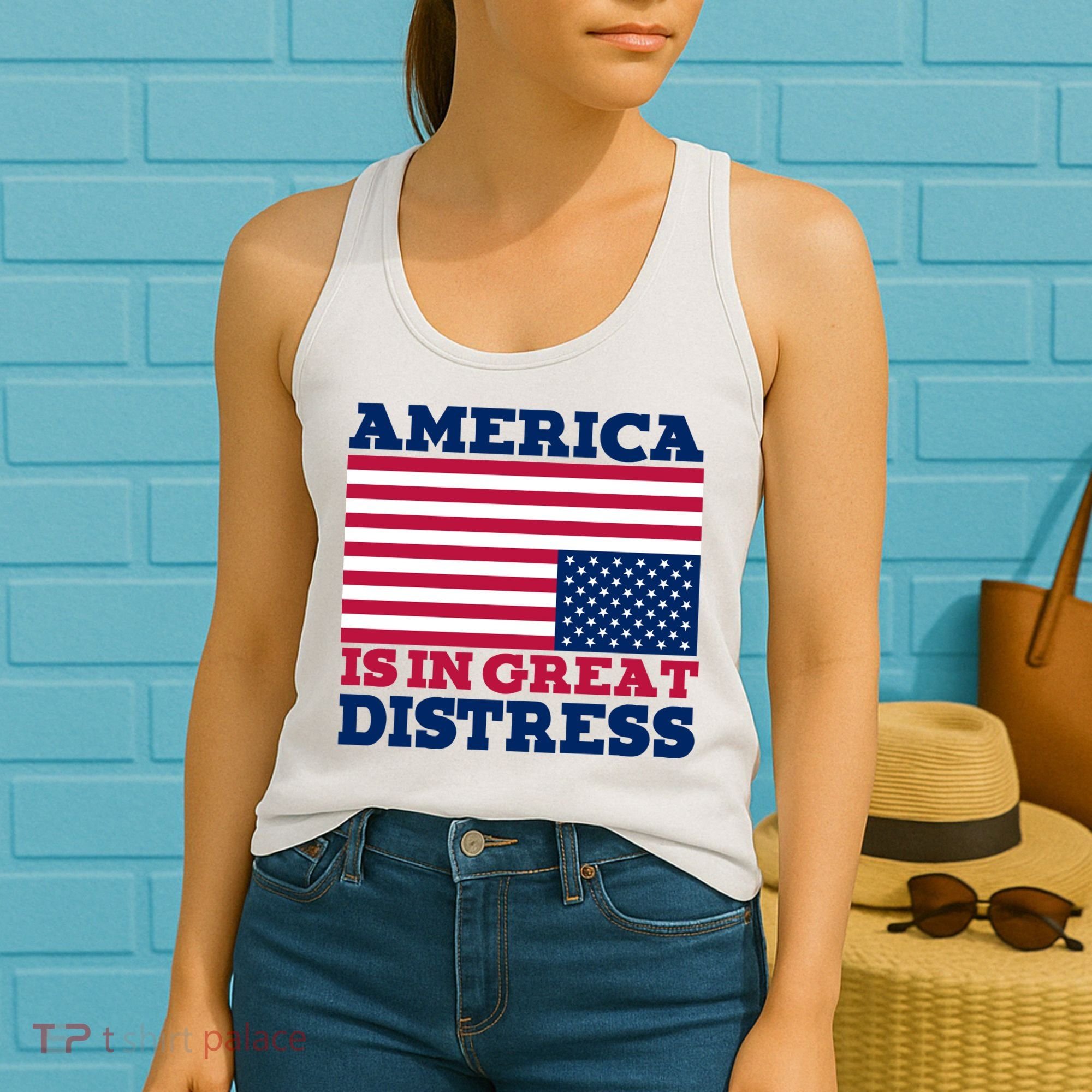 America Is In Great Distress Upside Down Flag Women's Tank Top