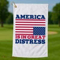 America Is In Great Distress Upside Down Flag Golf Towel thumb 1