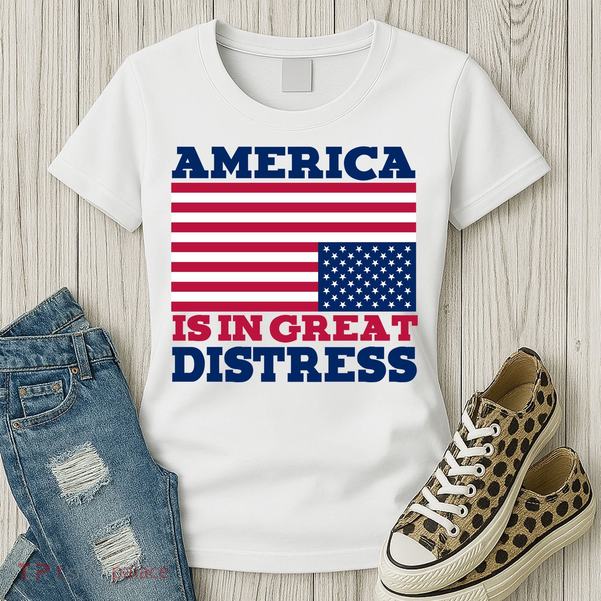 America Is In Great Distress Upside Down Flag Women's T-Shirt
