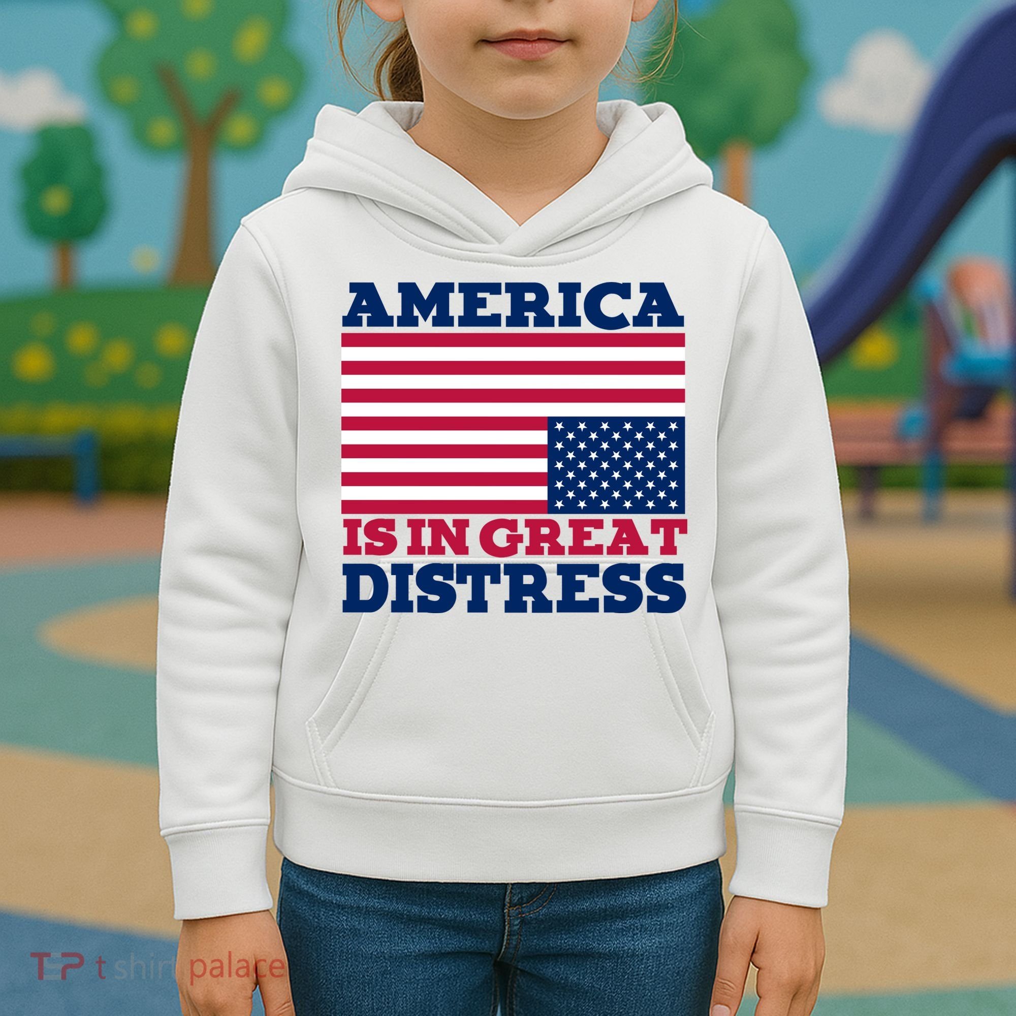 America Is In Great Distress Upside Down Flag Kids Hoodie