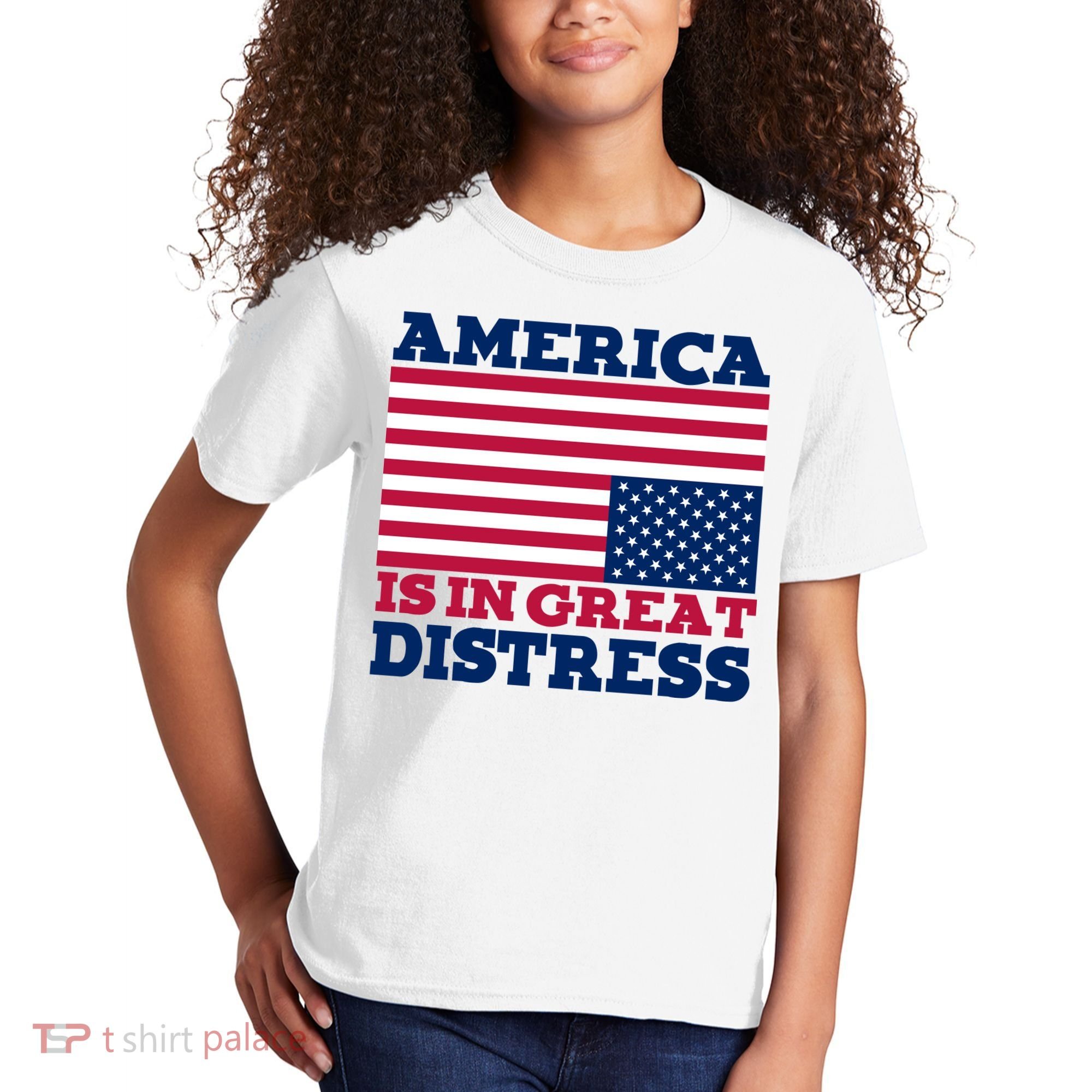 America Is In Great Distress Upside Down Flag Kids T-Shirt
