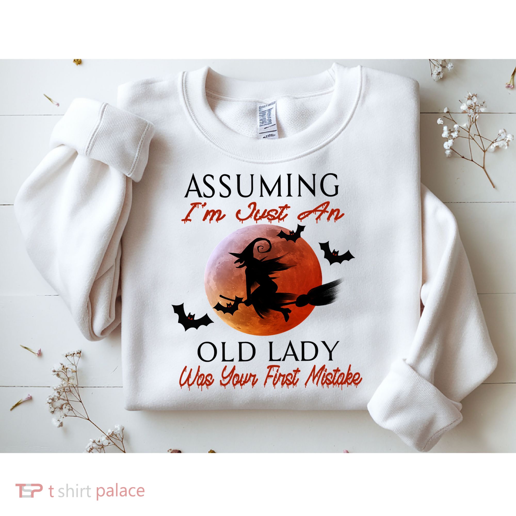 Assuming I'm Just An Old Lady Was Your First Mistake Halloween Witch Funny Quote Sweatshirt