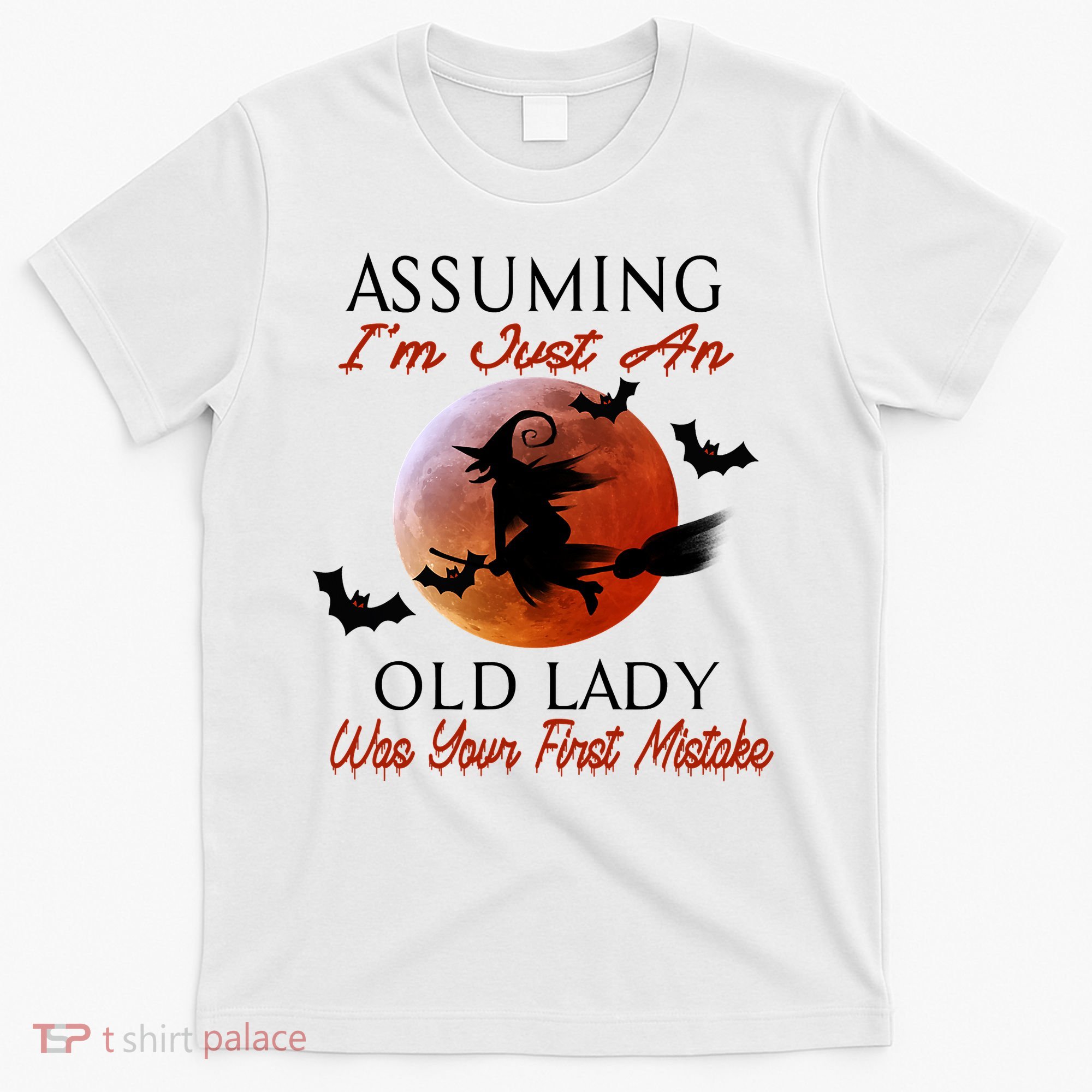 Assuming I'm Just An Old Lady Was Your First Mistake Halloween Witch Funny Quote T-Shirt