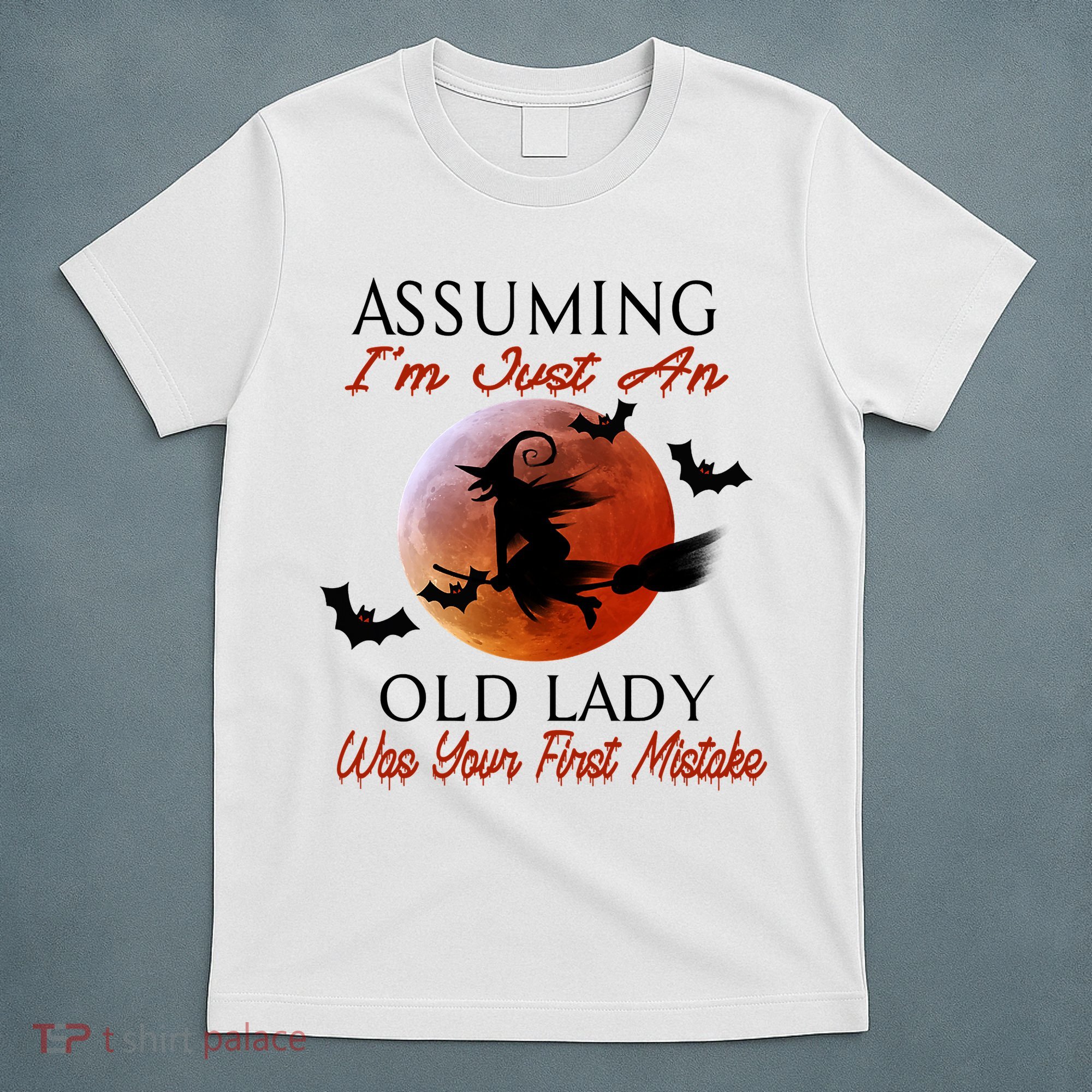 Assuming I'm Just An Old Lady Was Your First Mistake Halloween Witch Funny Quote T-Shirt
