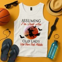 Assuming I'm Just An Old Lady Was Your First Mistake Halloween Witch Funny Quote Tank Top thumb 4