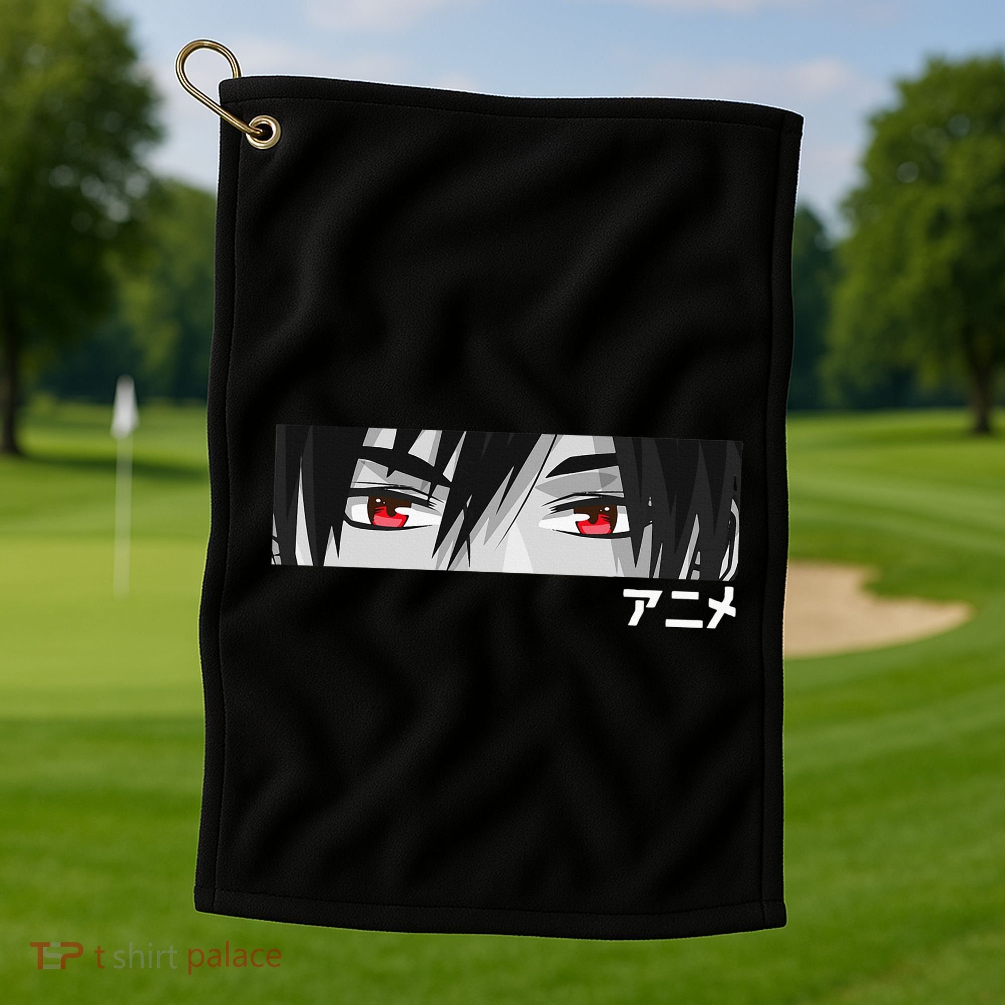 Anime In Japanese Characters Kawaii Eyes Face Golf Towel