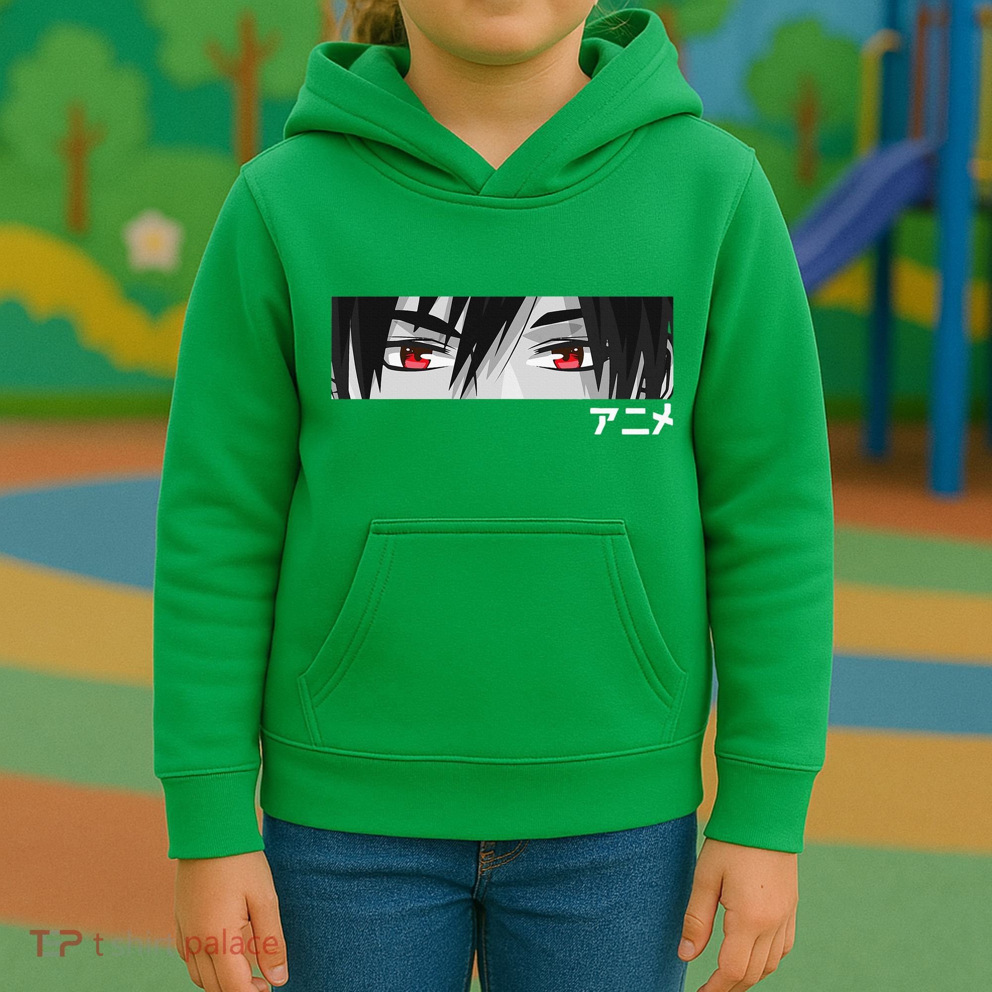 Anime In Japanese Characters Kawaii Eyes Face Kids Hoodie