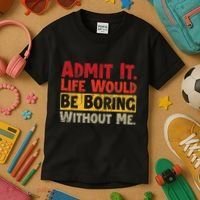 Admit It Life Would Be Boring Without Me Funny Sayings Kids T-Shirt thumb 3