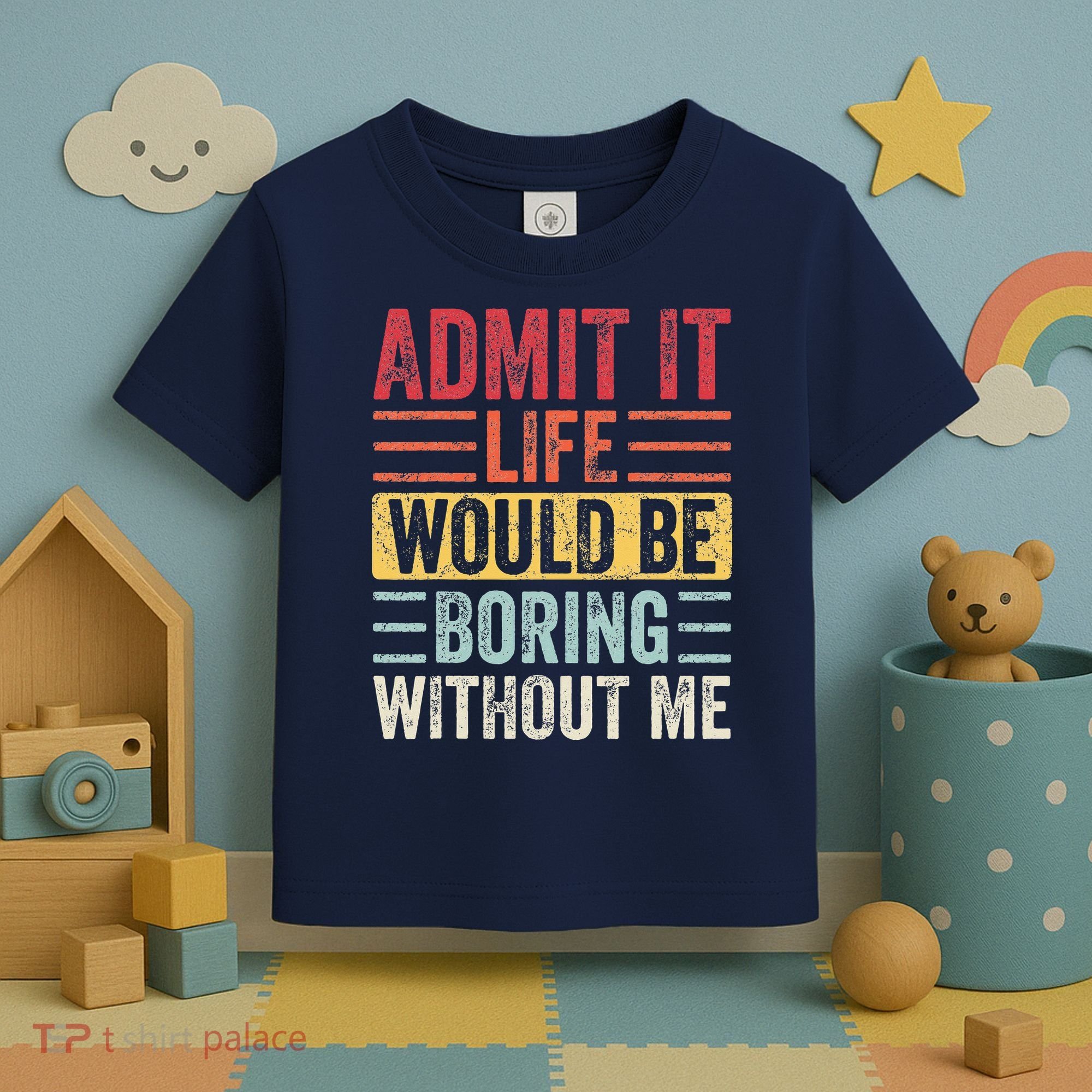 Admit It Life Would Be Boring Without Me Retro Saying Toddler T-Shirt