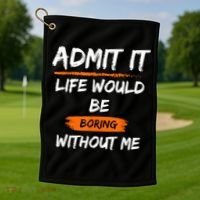 Admit It Life Would Be Boring Without Me Funny Saying Golf Towel thumb 1