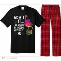 Admit It Life Would Be Boring Without Me Funny Bike Flamingo Pajama Set thumb 0