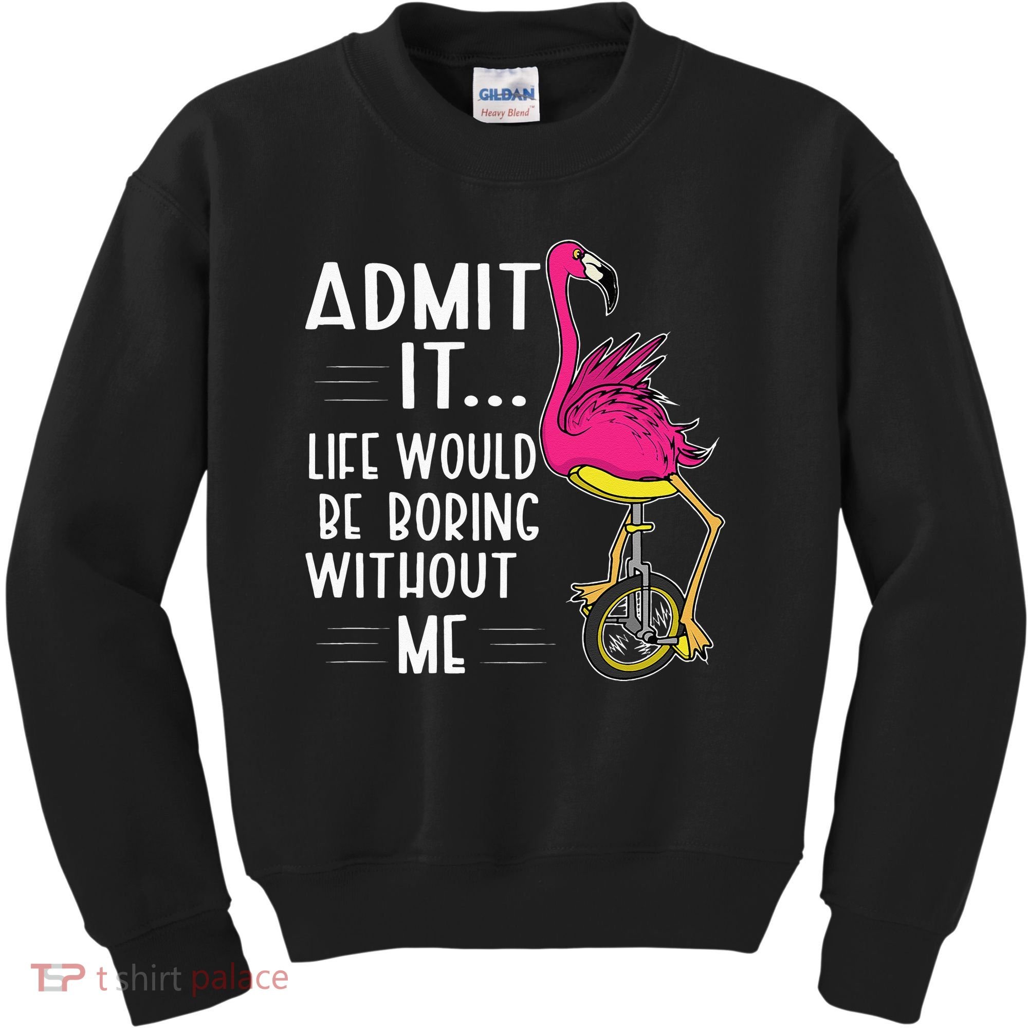 Admit It Life Would Be Boring Without Me Funny Bike Flamingo Kids Sweatshirt
