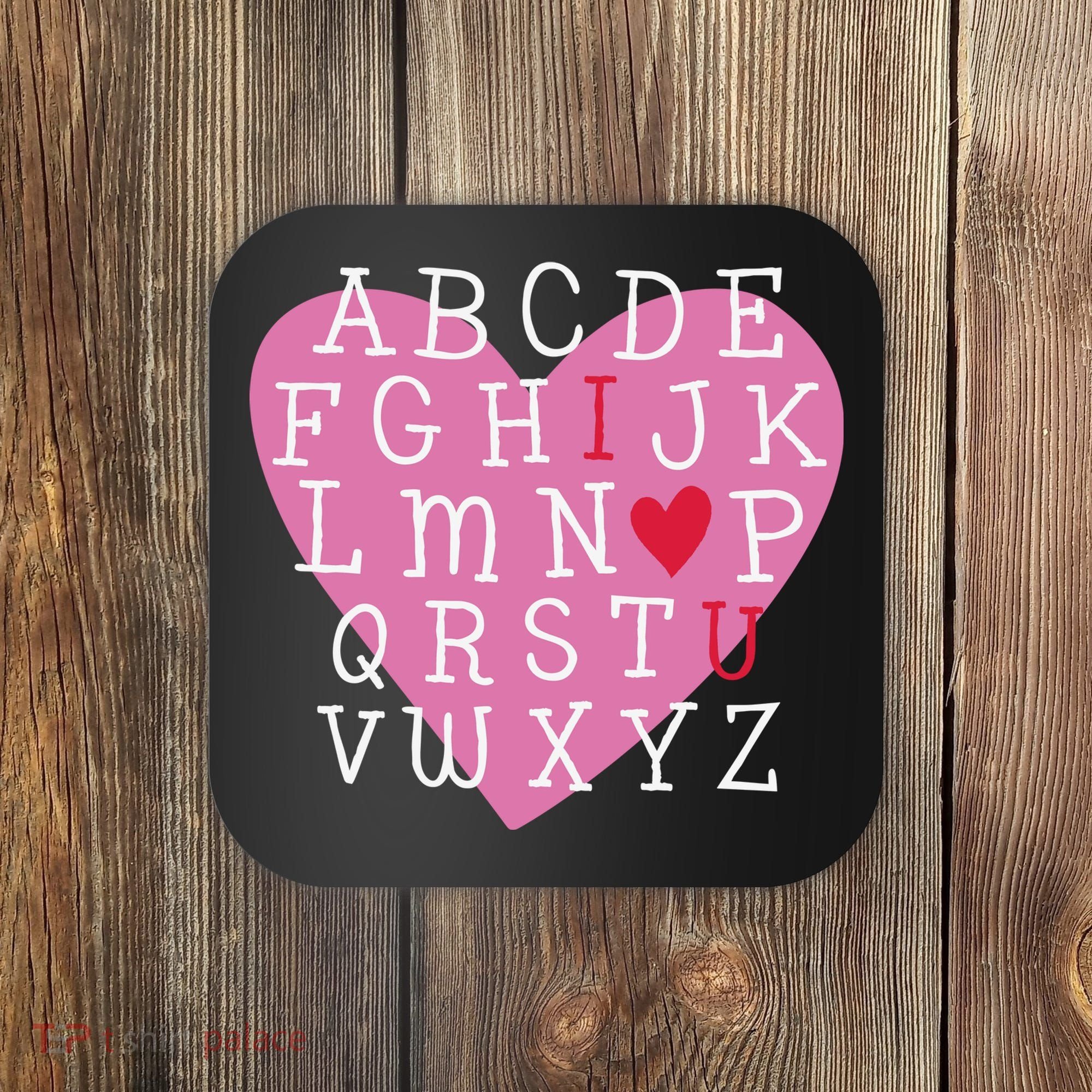 ABC I Love You Valentines Day Heart Gift Coaster