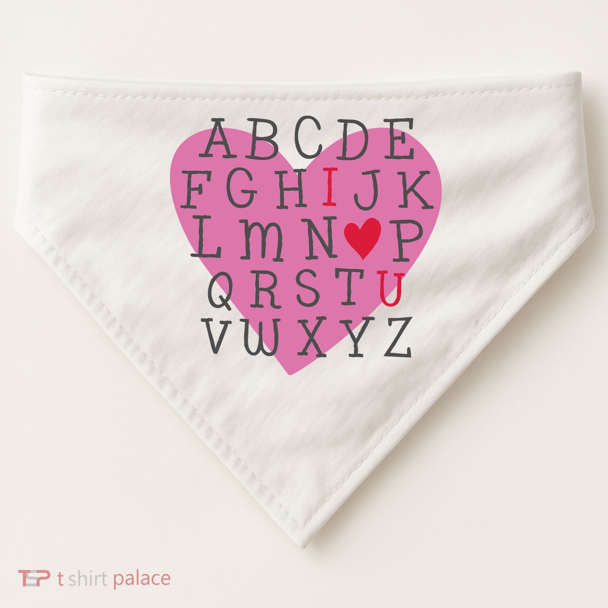 ABC I Love You Valentines Day Heart Gift USA-Made Doggie Bandana