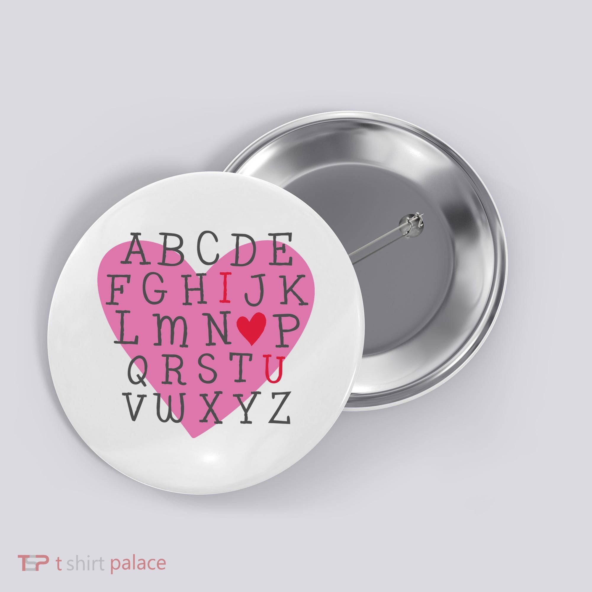 ABC I Love You Valentines Day Heart Gift Button