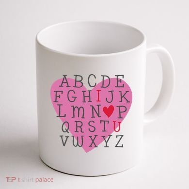 ABC I Love You Valentines Day Heart Gift Coffee Mug back