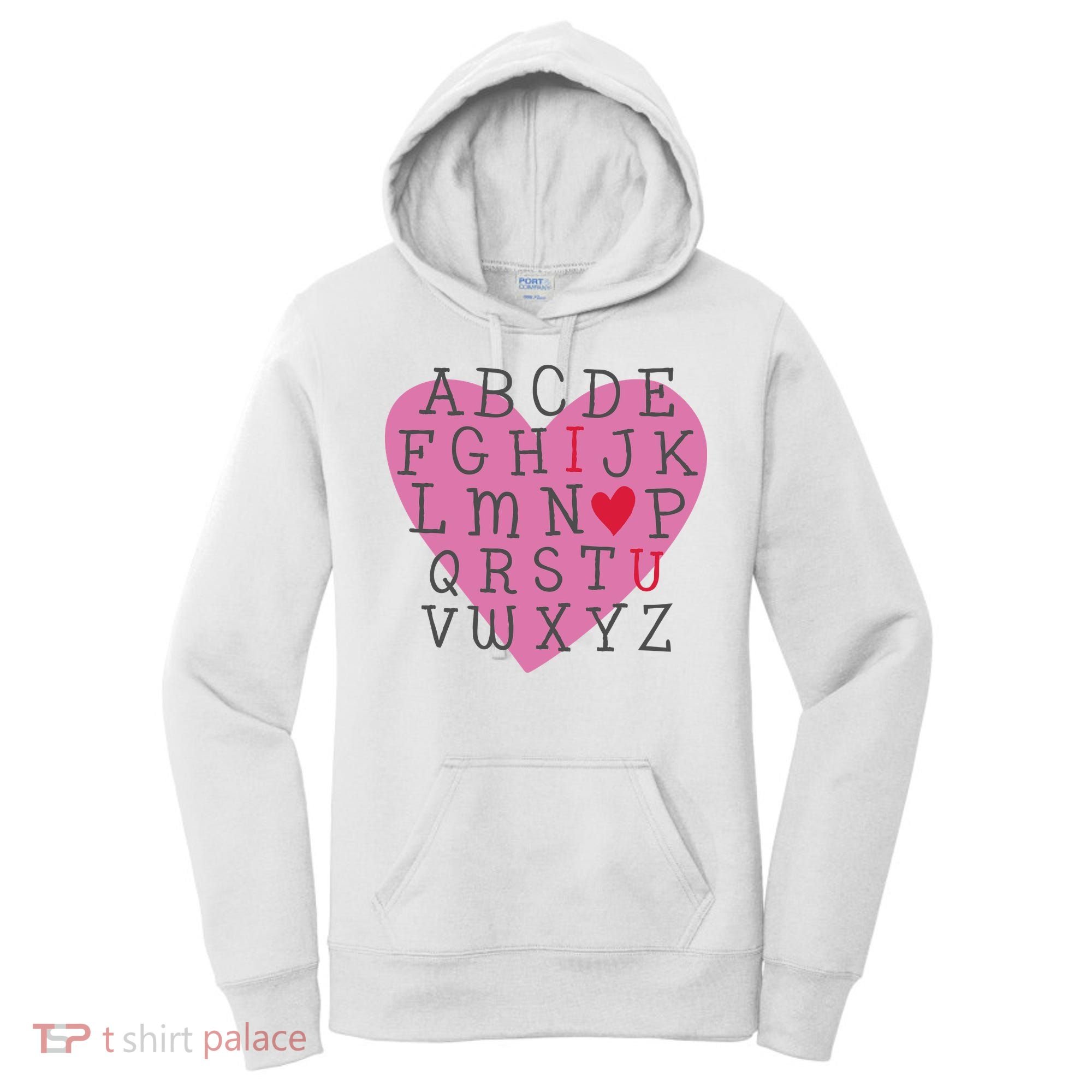 ABC I Love You Valentines Day Heart Gift Women's Hoodie