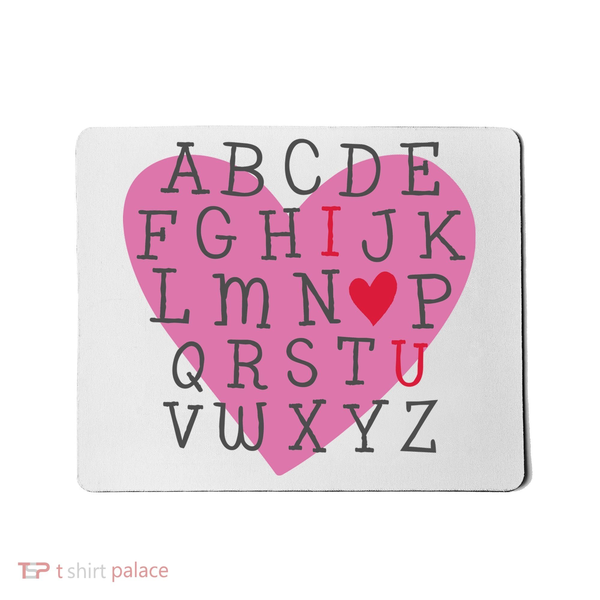 ABC I Love You Valentines Day Heart Gift Mousepad