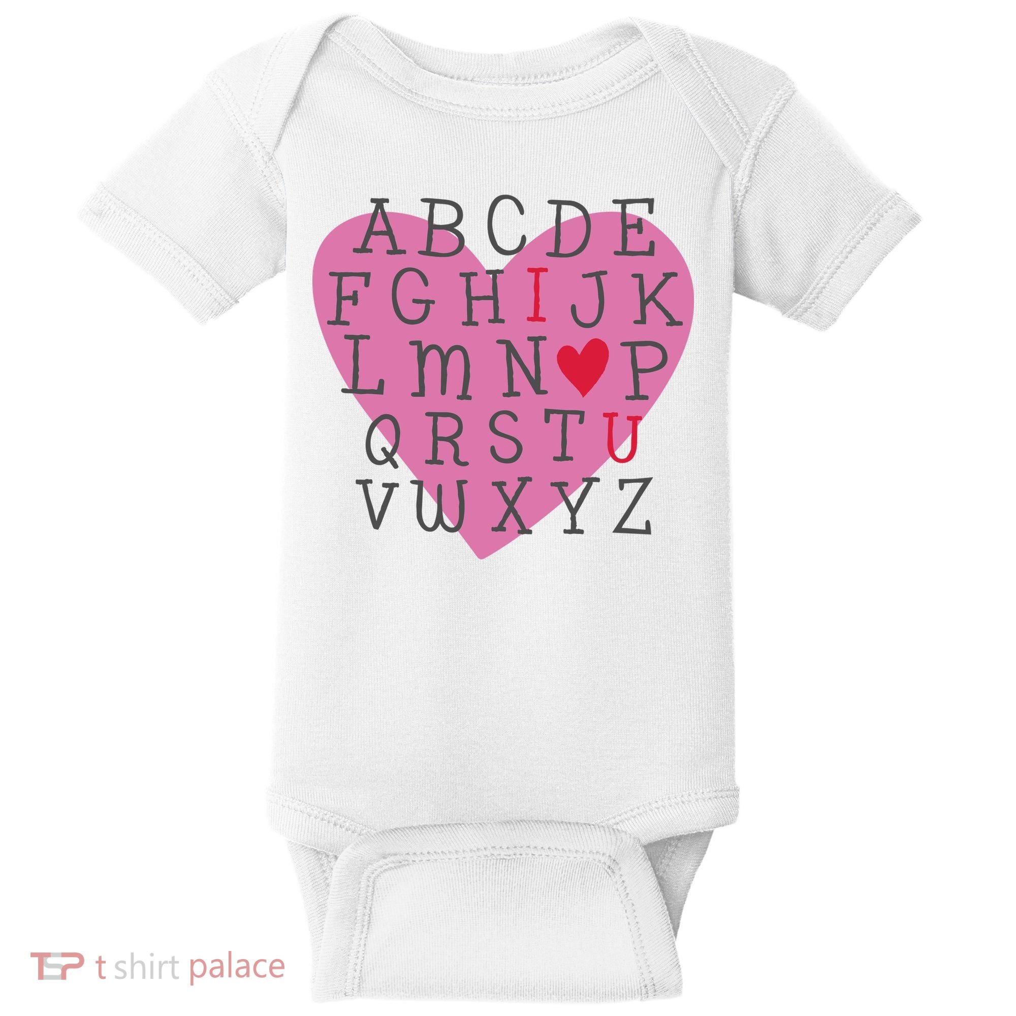 ABC I Love You Valentines Day Heart Gift Baby Bodysuit