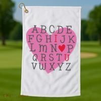 ABC I Love You Valentines Day Heart Gift Golf Towel thumb 1