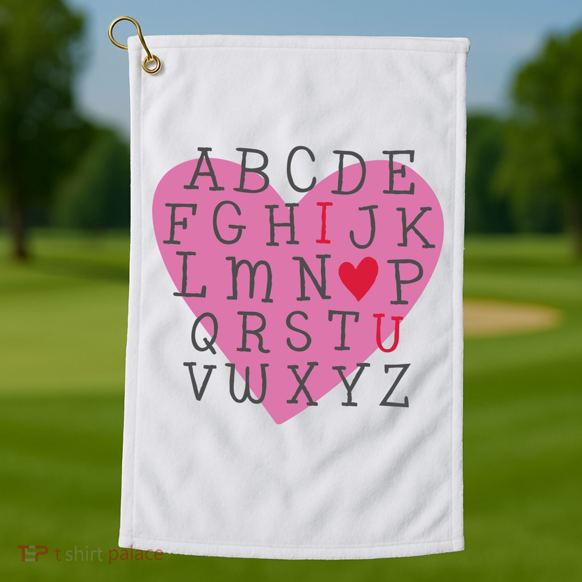 ABC I Love You Valentines Day Heart Gift Golf Towel