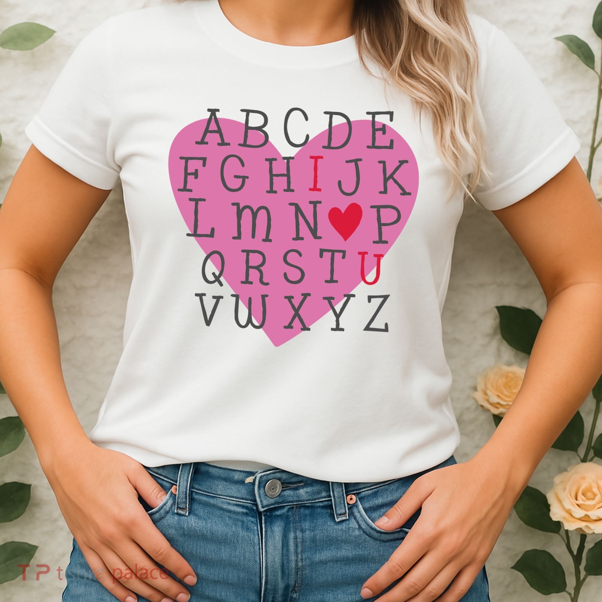 ABC I Love You Valentines Day Heart Gift Women's T-Shirt